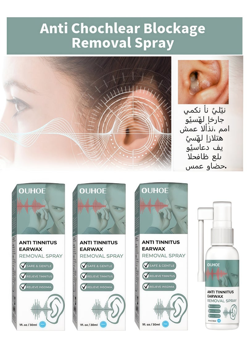 OUHOE Gentle Earwax Cleansing Spray | Relieves Ear Congestion | Improves Sleep | Safe and Portable Ear Care for Tinnitus and Earwax Cleansing (30ml*3) - Image 1